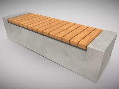 Outdoor Concrete Bench  Low-poly 3D model