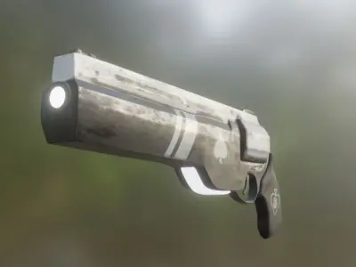 Cyber revolver  Low-poly 3D model