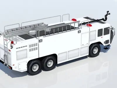 Oshkhosh ARFF T3000 Firetruck 6x6 Low Poly Emergency Blank Low-poly 3D model