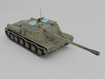ISU-122s Tank destroyer Low-poly 3D model