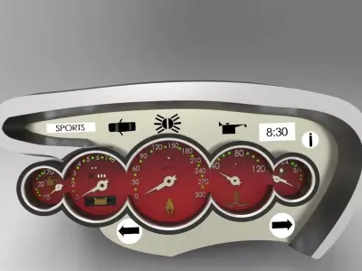 Cluster car dashboard with gauges Free 3D model