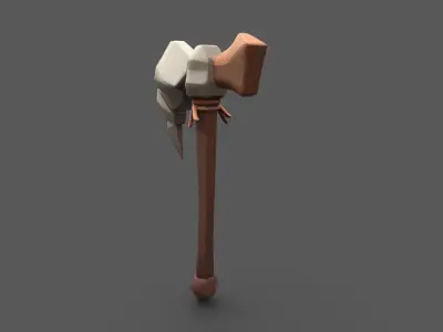 Primitive Stone War Axe- Game Ready Low Poly 3D Model Low-poly 3D model