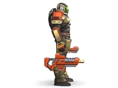 Sci-Fi Male Cyborg Man Drone Trooper Soldier Low-poly 3D model