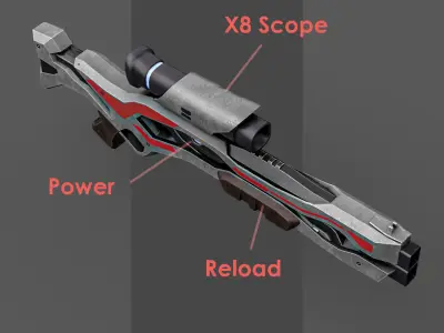 Low Poly Sci-Fi Sniper Rifle Low-poly 3D model