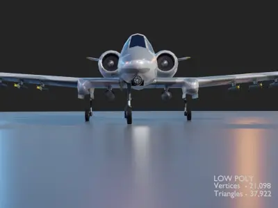 A 10 Thunderbolt Attack Plane - low poly Low-poly 3D model