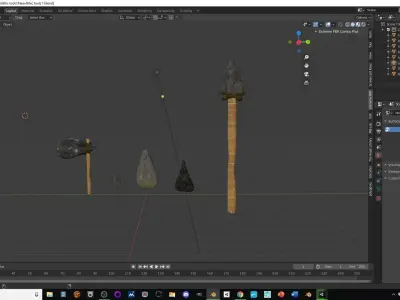 Neolithic tools Low-poly 3D model