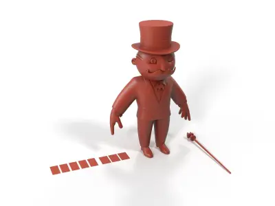 Mr Monopoly A-pose for 3D Print 3D print model