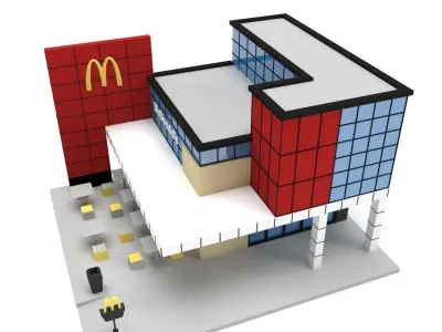 3D Low Poly McDonalds Building Low-poly 3D model