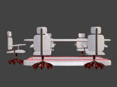 White And Red Futuristic Conference Chair Set 2K 3D model