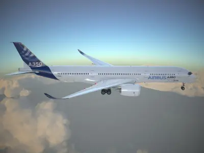 Airbus A350 900 with interior 3D model