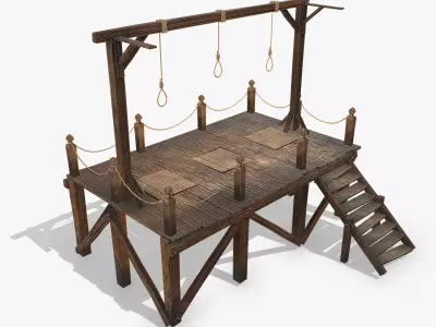  Medieval Gallows Low-poly 3D model