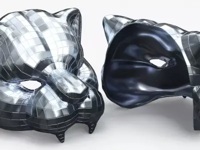 Mirror Panther Costume Mask Silver 3D model