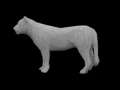 Low Poly Lion polygonal tiger Low-poly 3D model