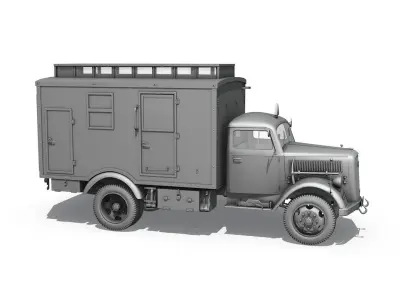 Opel Blitz - 3t  Ambulance Truck with EC Koffer 3D model