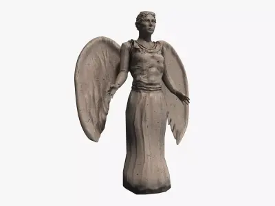 Stone angel statue Low-poly 3D model