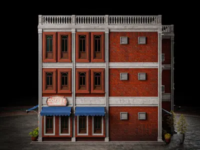 URBAN BUILDING OLD HORROR 8 Low-poly 3D model