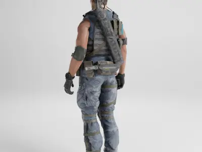 Servival Game Ready rigged character Low-poly 3D model