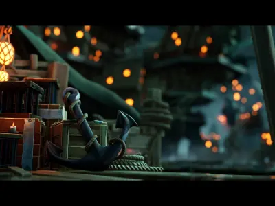 Stylized Pirate Port City Environment Low-poly 3D model