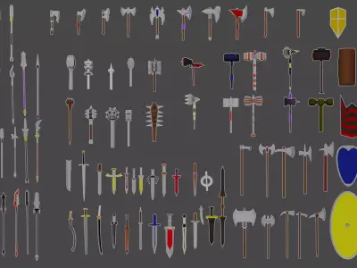 Low Poly Weapons Pack 2 DISCOUNT Low-poly 3D model