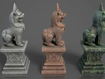 Ancient Khmer Statue22-250523 Low-poly 3D model