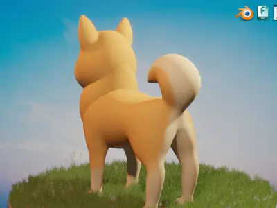 Shibainu Shiba-inu Dog  Low-poly 3D model
