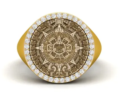 Diamond Mayan Calendar Ring 3D print model