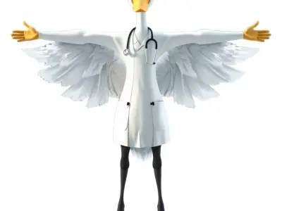 White Medical Bird Doctor model pack Low-poly 3D model