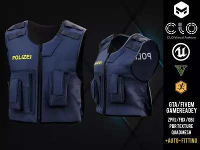 Austrian Bulletproof Vest  GameReady Customizable with Marvelous Low-poly 3D model