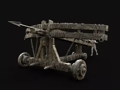 WAR MACHINE BALLISTA MEDIEVAL SIEGE ENGINE WAR BATTLE WEAPON Low-poly 3D model