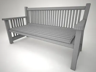 Wooden Bench 3D model 7