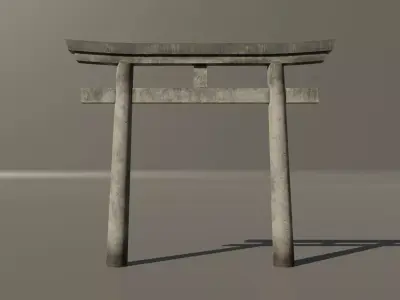 Japanese Stone Torii Gate Low-poly 3D model