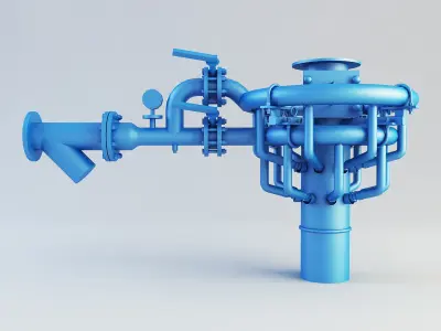 Mixer pipe valve Low-poly 3D model