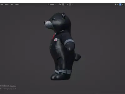 Grey Tedy Bear wearing work Suit Toy Low-poly 3D model