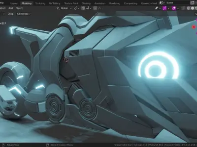 scifi power bike low poly Low-poly 3D model