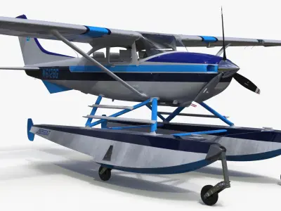 Seaplane Cessna 182 Floatplane 3D model