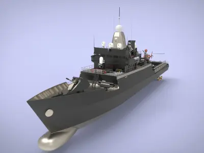 Fast Missile Boat Low-poly 3D model