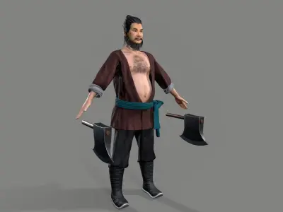 Ancient Chinese warrior Low-poly 3D model