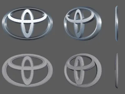 Toyota - Car Logo Emblem Modern Free low-poly 3D model
