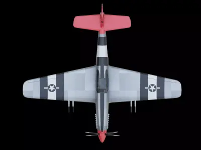 P51B Mustang Fighter Aircraft Low-poly 3D model