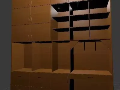 Furniture big cupboard with shelves 1 Free low-poly 3D model