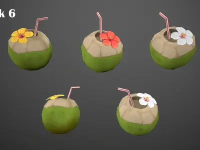 BEACH ASSETS Low-poly 3D model