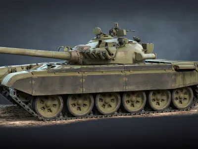 T-72A Tank Low-poly 3D model