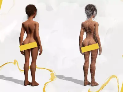 Stylized cartoon woman in bikini Free low-poly 3D model