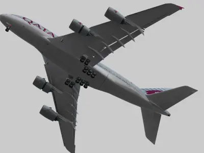 Airbus 380-8 Qatar Airways livery Low-poly 3D model