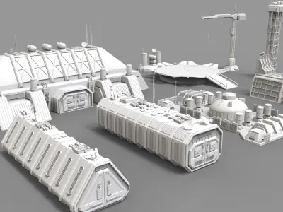 sci fi industrial objects 3D model
