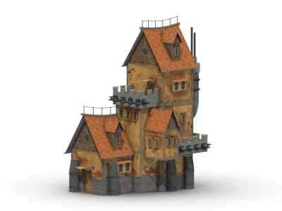 Medieval Building 06 Low Poly PBR Realistic Low-poly 3D model