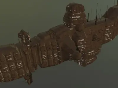 Low poly space craft large Low-poly 3D model