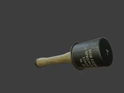 German Stick Grenade Stielhandgranate Low-poly 3D model