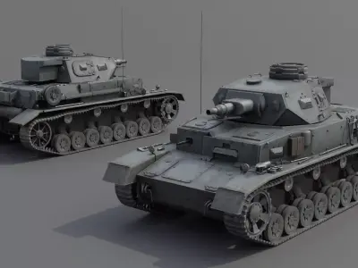 Panzer IV E Medium Tank Low-poly 3D model