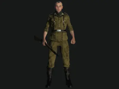 3D ASIAN JAPANESE MALE  MILITARY-REALISTIC RIGGED GAME CHARACTER Low-poly 3D model